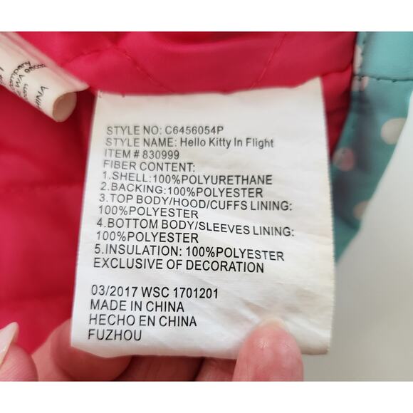 Western Chief Sanrio Hello Kitty in Flight Raincoat Turquoise & Pink | Girls 2T - Picture 9 of 11